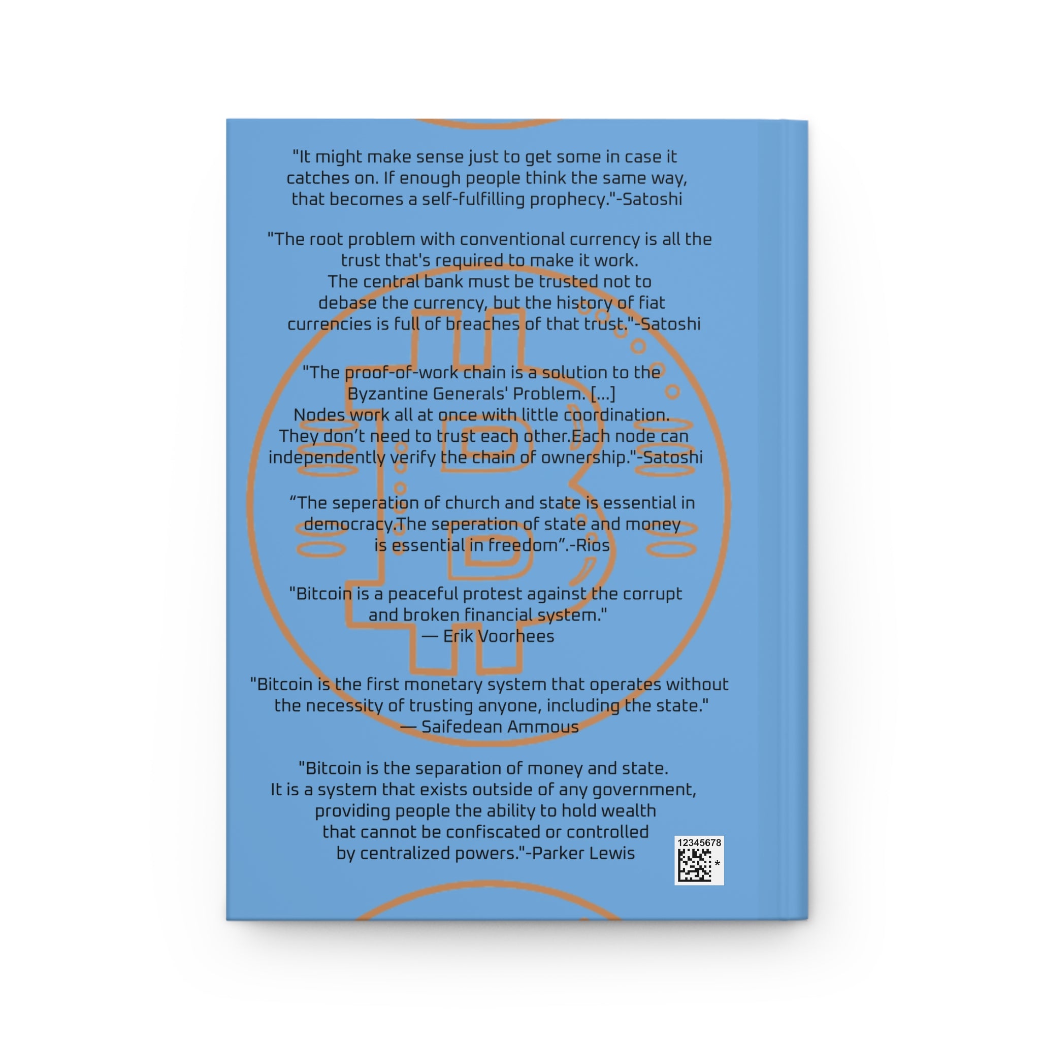 Hodl-Pad Bitcoin Hardcover Journal Orange on Blue