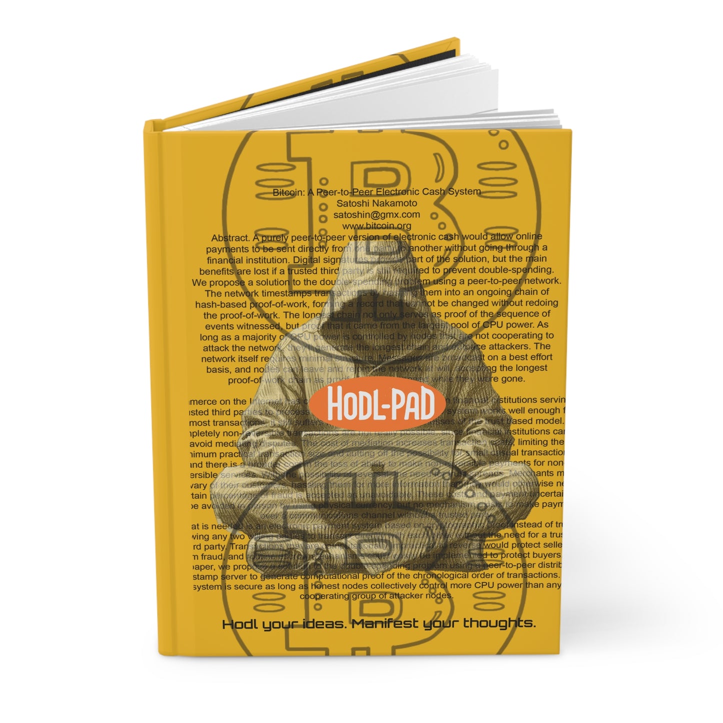 Hodl-Pad Hardcover Journal Matte Gray on Orange