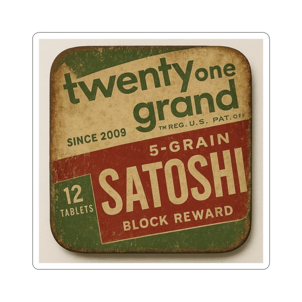 Satoshi Retro Label Sticker — Vintage Bitcoin Crypto Decal