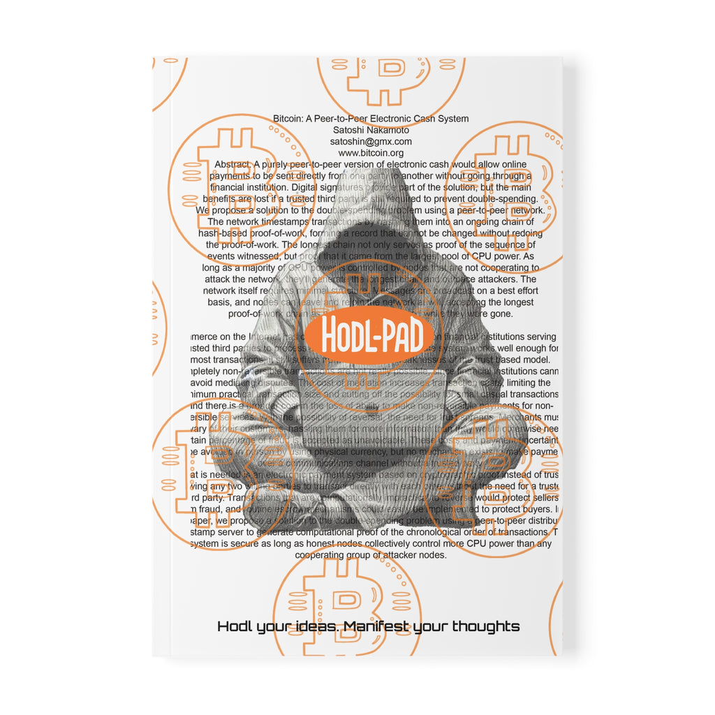 Hodl-Pad Bitcoin Journal - Softcover Notebook, A5 Orange on White