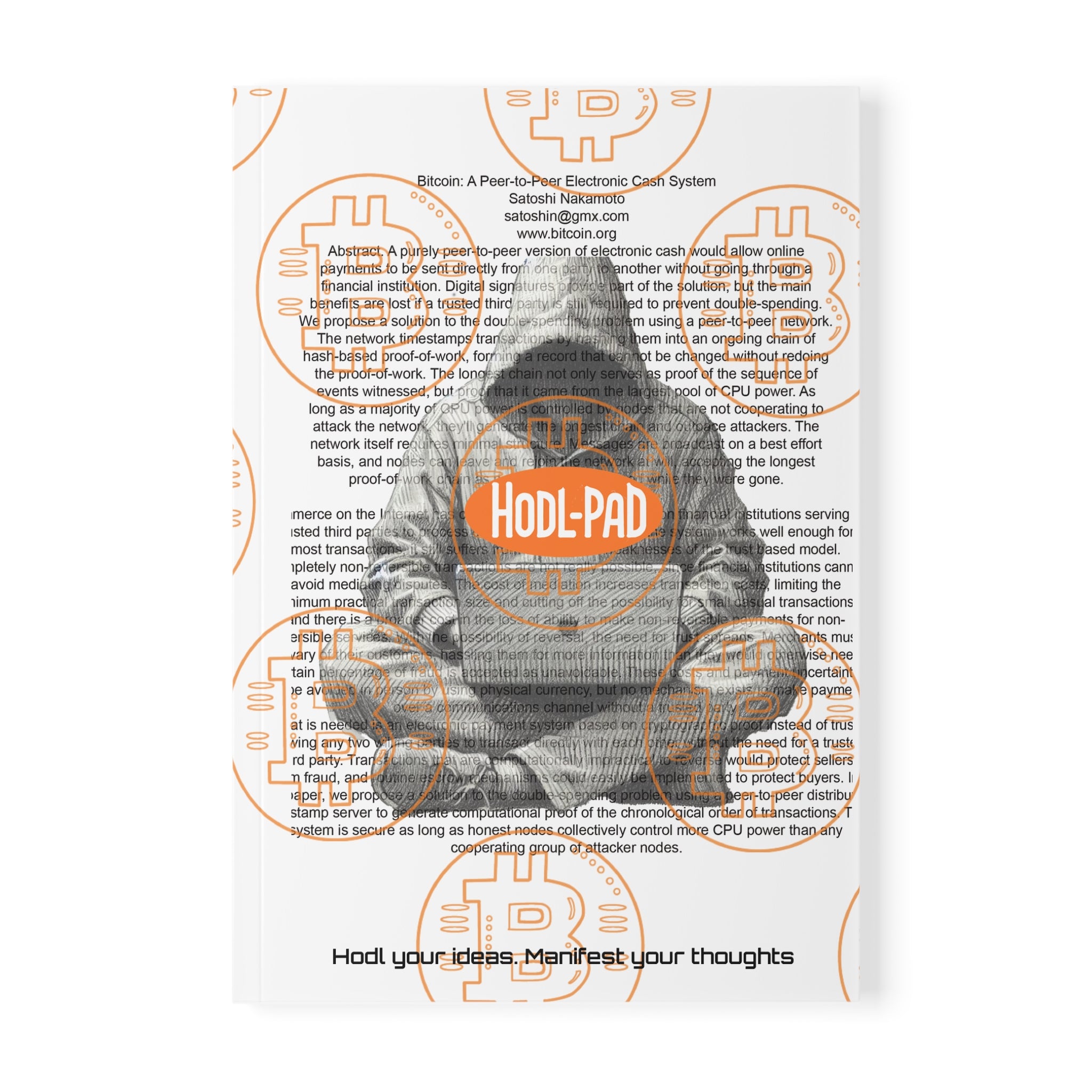 Hodl-Pad Bitcoin Journal - Softcover Notebook, A5 Orange on White