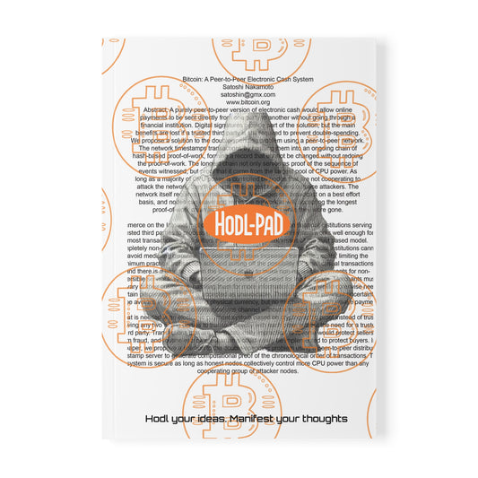 Hodl-Pad Bitcoin Journal - Softcover Notebook, A5 Orange on White