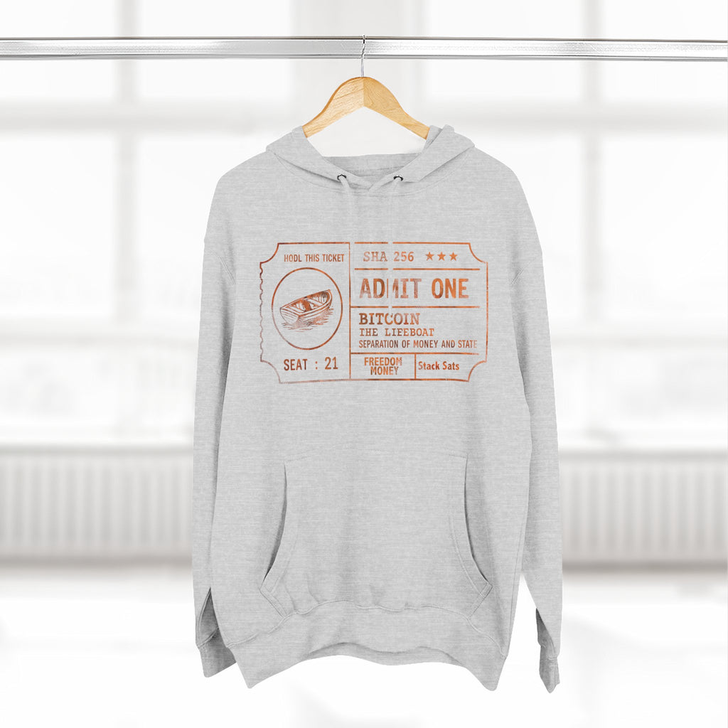 Fleece Hoodie - Bitcoin Lifeboat Ticket Design