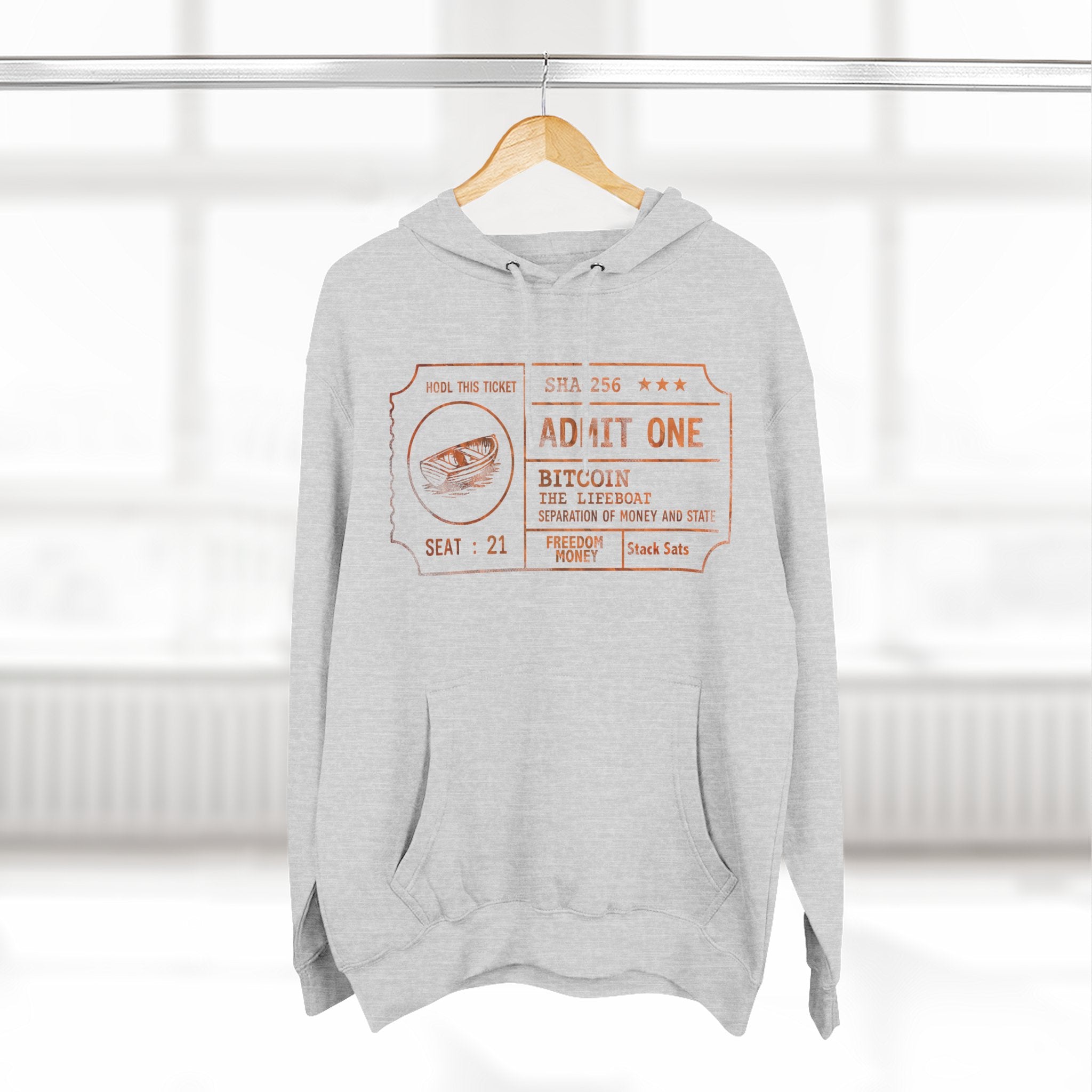 Fleece Hoodie - Bitcoin Lifeboat Ticket Design