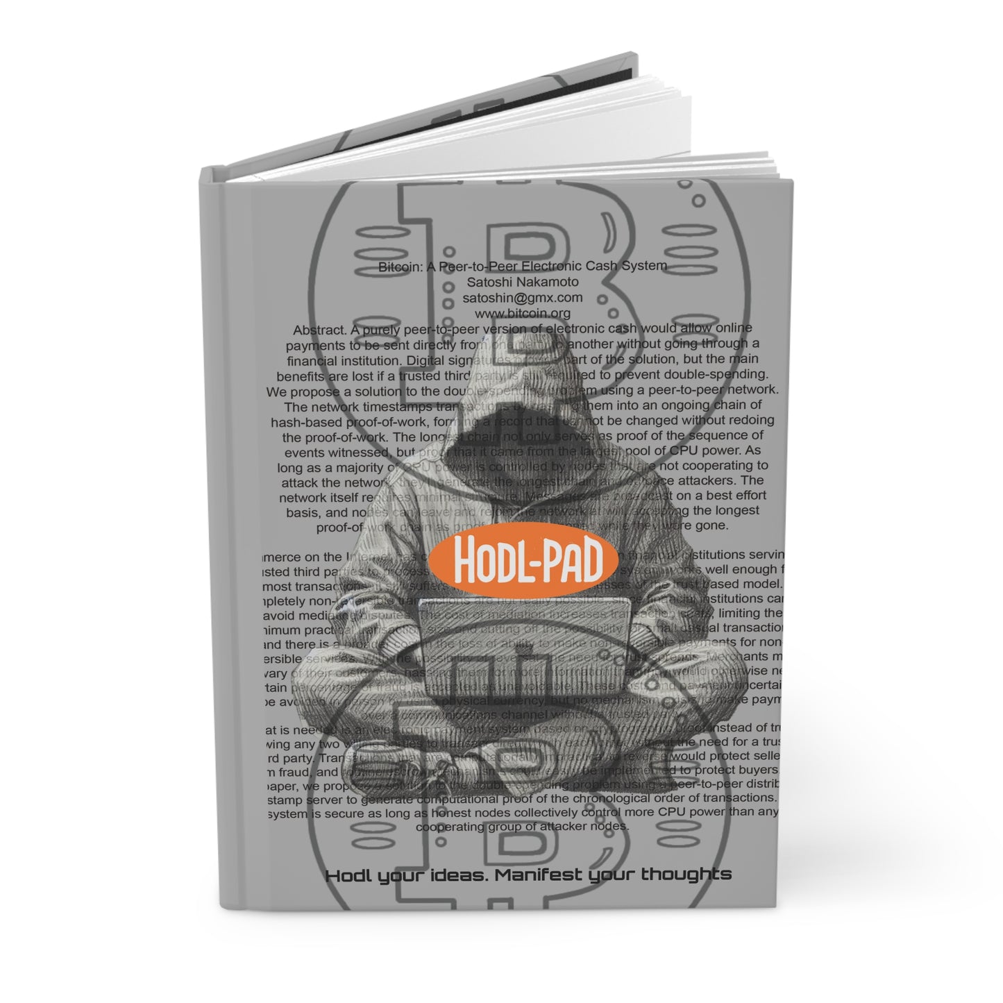 Hodl-Pad Bitcoin Hardcover Journal Gray on Gray