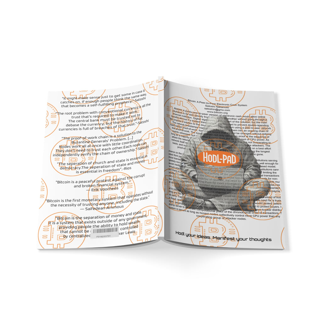 Hodl-Pad Bitcoin Journal - Softcover Notebook, A5 Orange on White