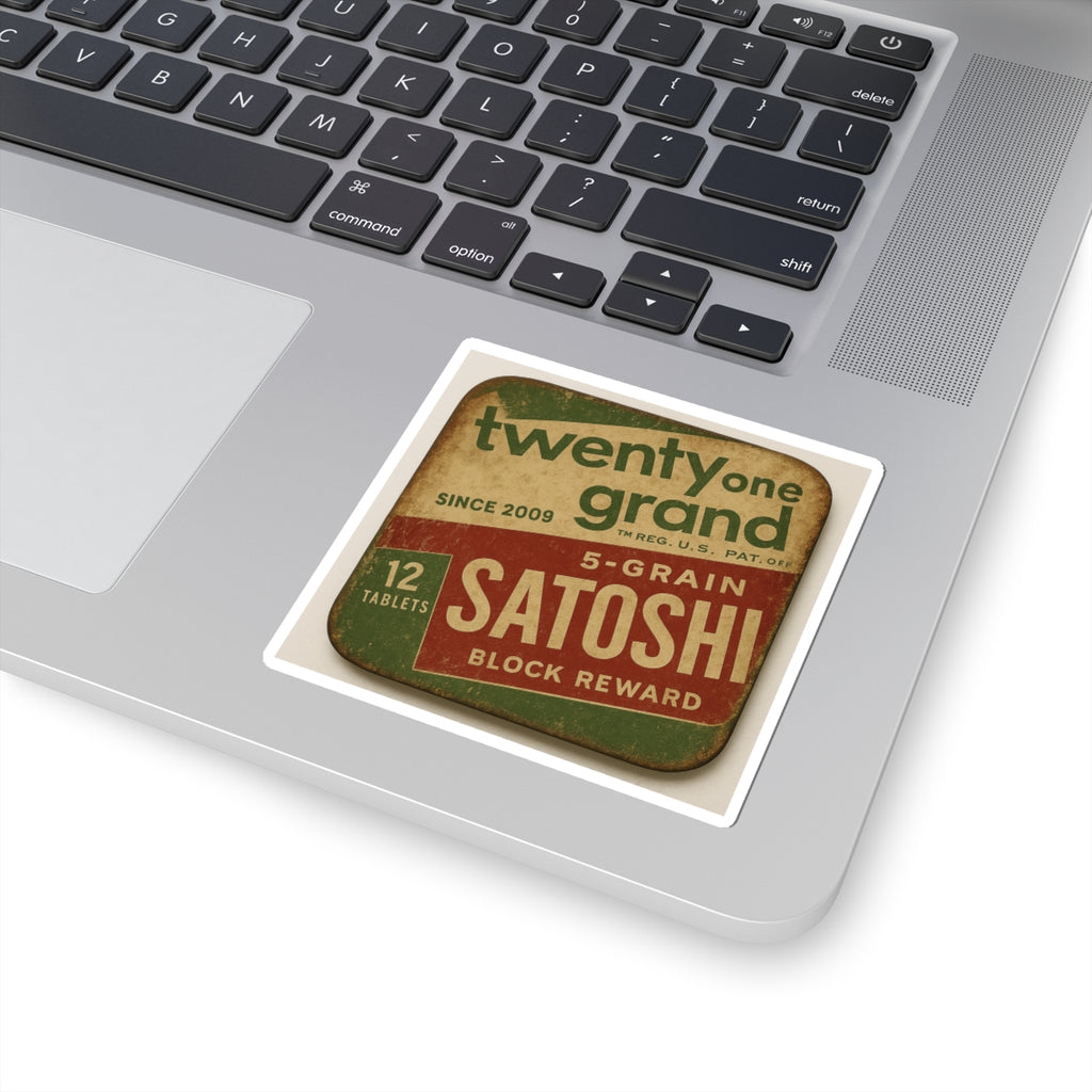 Satoshi Retro Label Sticker — Vintage Bitcoin Crypto Decal