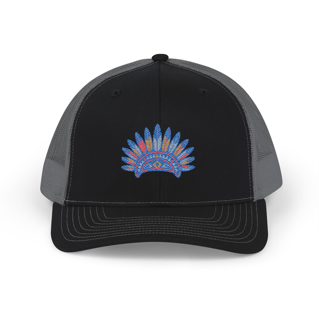 Embroidered Feathered Sun Snapback Trucker Cap