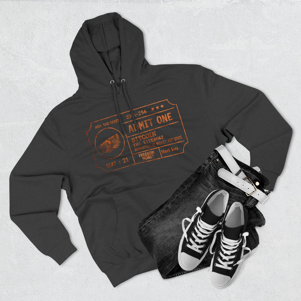 Fleece Hoodie - Bitcoin Lifeboat Ticket Design
