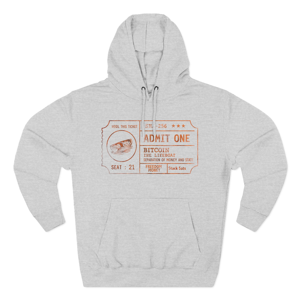 Fleece Hoodie - Bitcoin Lifeboat Ticket Design