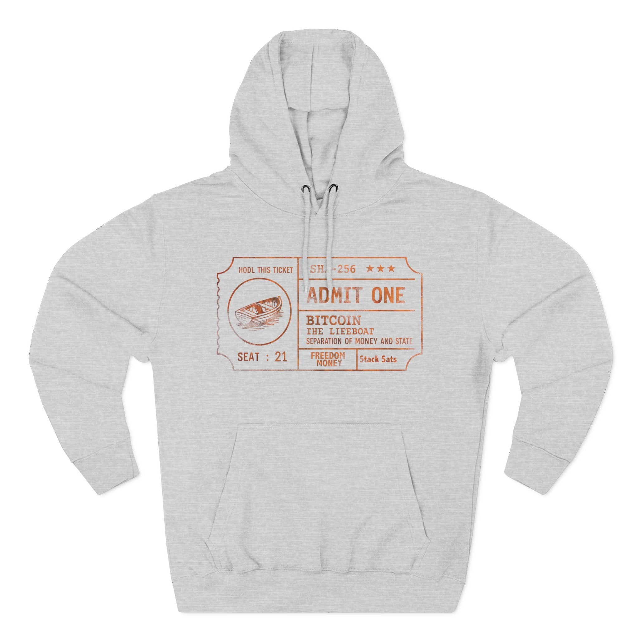 Fleece Hoodie - Bitcoin Lifeboat Ticket Design