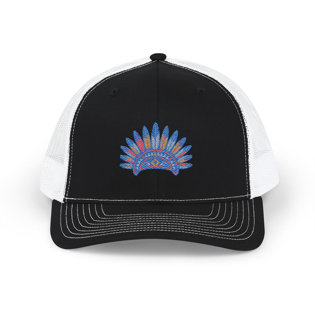 Embroidered Feathered Sun Snapback Trucker Cap