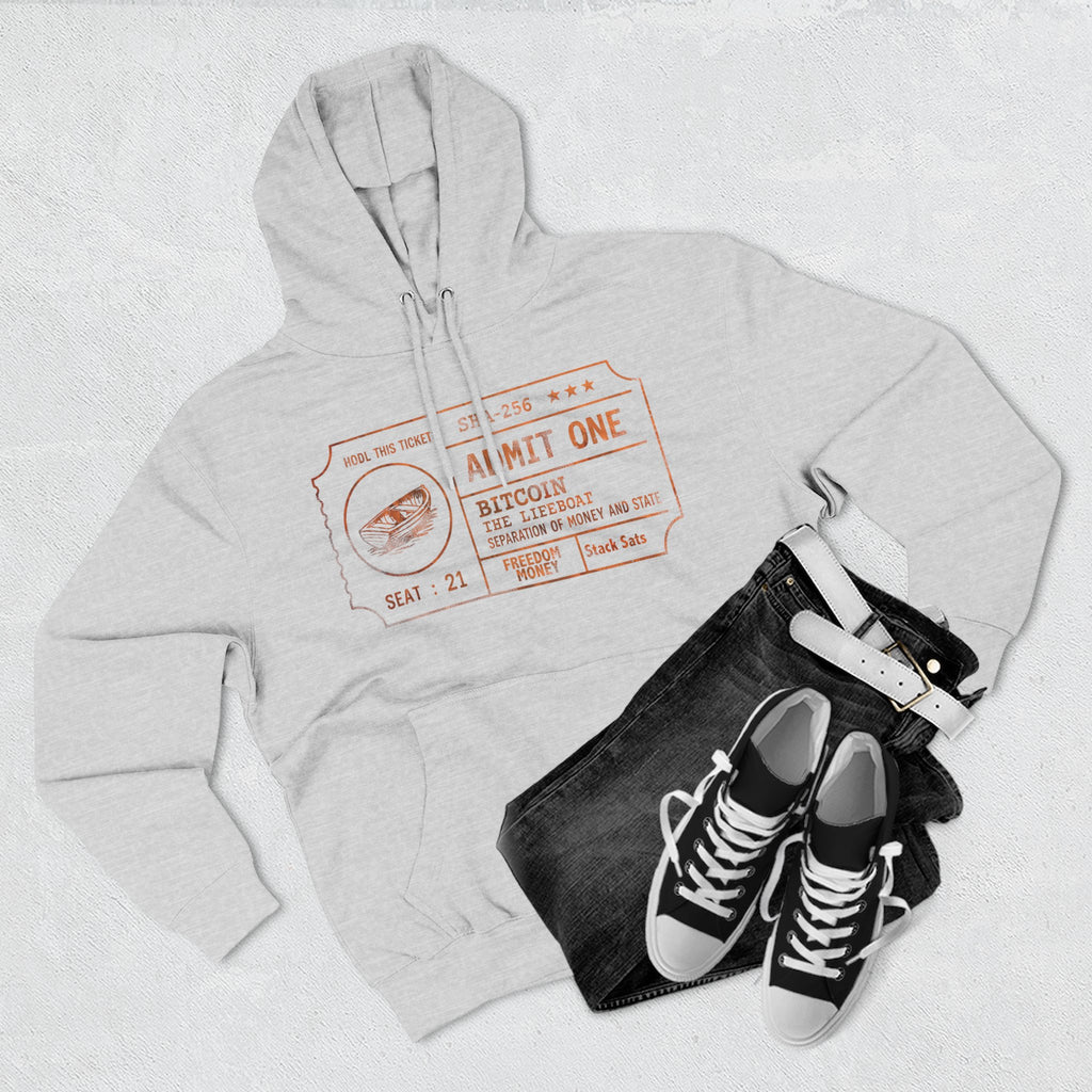 Fleece Hoodie - Bitcoin Lifeboat Ticket Design