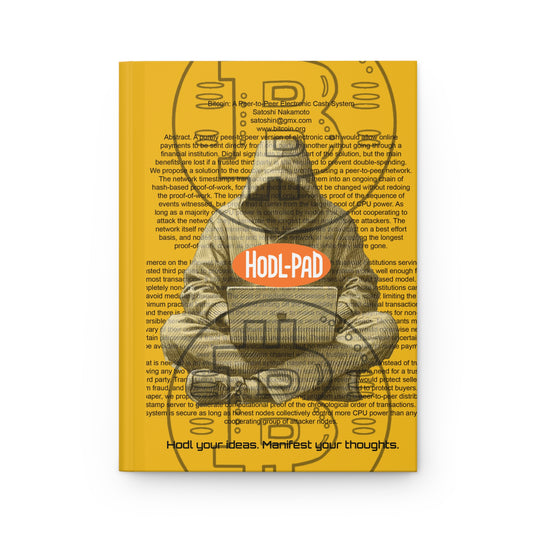 Hodl-Pad Hardcover Journal Matte Gray on Orange