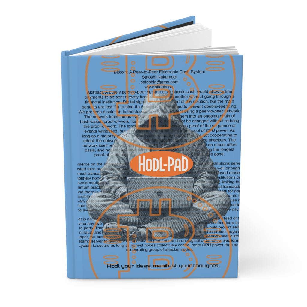 Hodl-Pad Bitcoin Hardcover Journal Orange on Blue