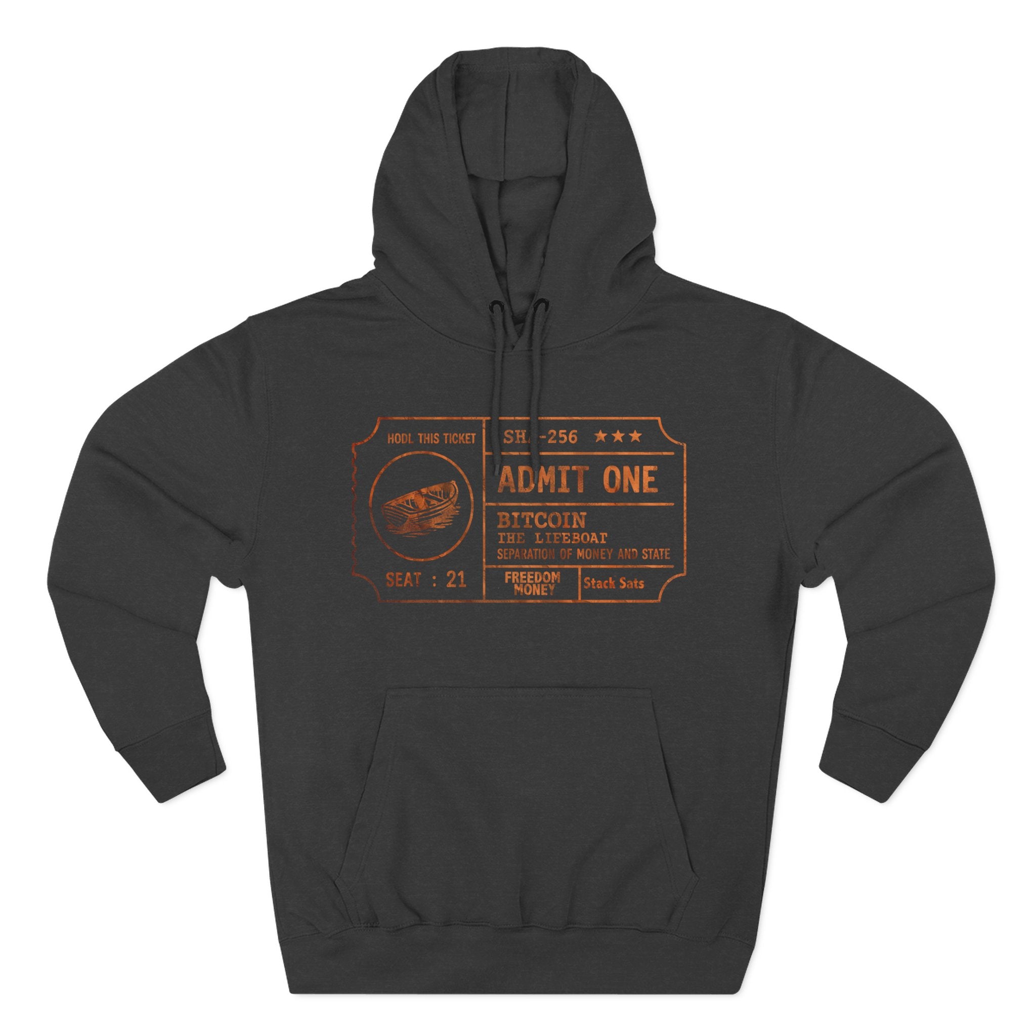 Fleece Hoodie - Bitcoin Lifeboat Ticket Design